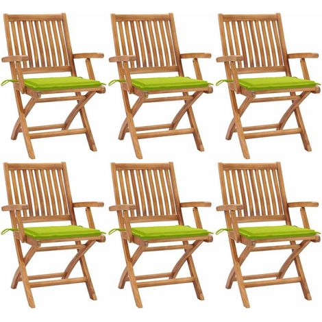 vidaXL Sillas plegables con cojines, 6 unidades, madera maciza de teca. (1/5)