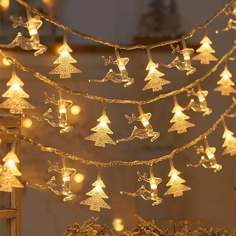 Weihnachtslichterkette, 10 m, 80 LEDs, warmweiß, Mini-Weihnachtsbaum-Lichterkette für Partys, Garten, Schlafzimmer, drinnen und draußen (1/2)