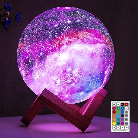 Lámpara de luna Lámpara de galaxia 15 cm 16 colores LED 3D Luz de luna Control remoto y táctil Luz de noche de luna Regalos para niñas, niños, mujeres, cumpleaños (1/5)