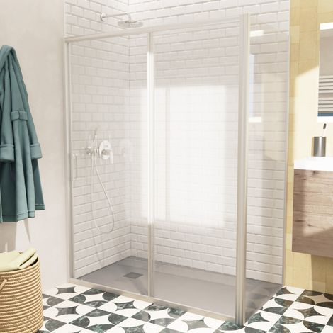 Swiss Aqua Technologies Set Mampara corredera/panel de cristal TEX BB 140x90cm con perfiles cromados de alto brillo (TEXDBB140S90-SET)