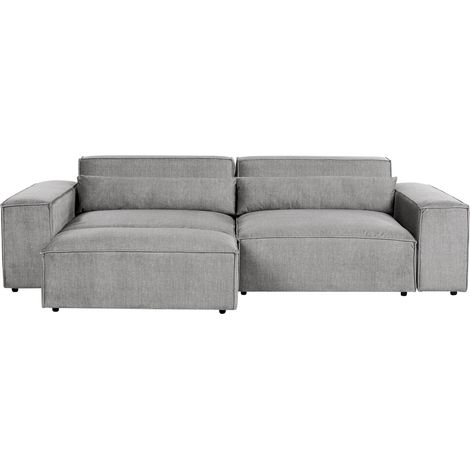 Moderno sofá modular 2 plazas con otomana tapizado de tela gris Hellnar (1/5)