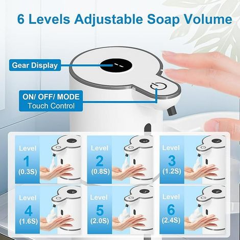 Automatischer Seifenspender, Geschirrspülmittelspender, 450 ml, USB-aufladbar, weiß