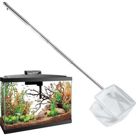 Épuissettes pour aquarium, Filet d'aquarium miniature avec poignée en acier inoxydable. Poignée télescopique (13-39 cm). Maille fine et douce, idéale pour les aquariums et les bassins (blanc) (1/5)