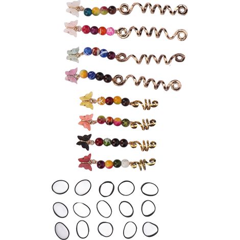24 pendentifs papillons colorés pour dreadlocks, accessoires de coiffure en alliage pour tresses et nattes (1/5)