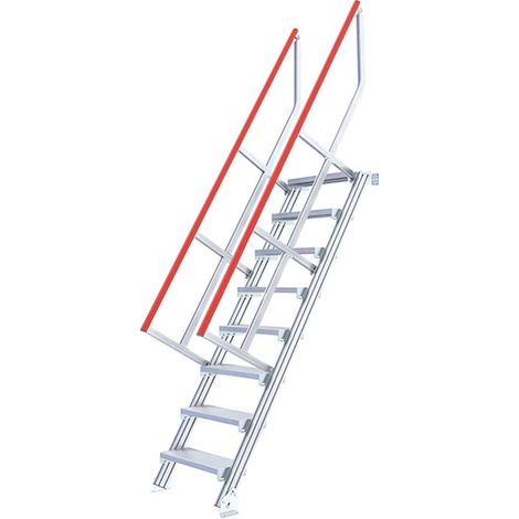 Scala industriale  17 Stufen  - Altezza max. 4.25m - Due corrimano - Inclinazione 60° - 22101017/2MC