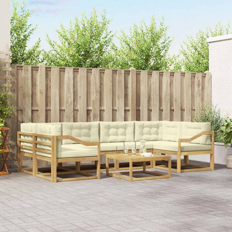 vidaXL Outdoor-Sofagarnitur mit Kissen 5 pcs Weiß und Creme (1/5)