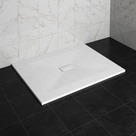 NRG 1400 x 1000mm SMC White Rectangle Slate Effect Bathroom Shower Tray