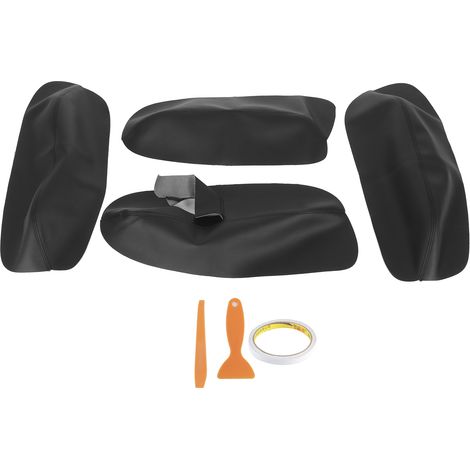 Couverture d'accoudoir de panneau de porte de voiture, garniture en cuir microfibre, autocollant intérieur adapté pour B5 1998 – 2006, noir avec ligne noire (1/5)