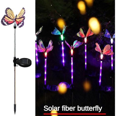Lampe papillon solaire étanche, compatible avec douille au sol, idéale pour la décoration de jardin. Neuve. (1/5)