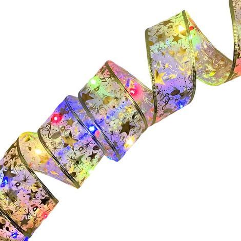 Guirlande lumineuse de Noël - Ruban doré - 10 m, 100 ampoules, boîtier à piles étanche avec télécommande et 8 fonctions (1/5)