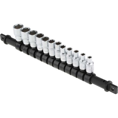 Rs Pro – Coffret cliquet et douilles 1/4 pouce carré – 12 pièces – Acier chrome vanadium – Finition chrome – Pour usage intensif (1/2)