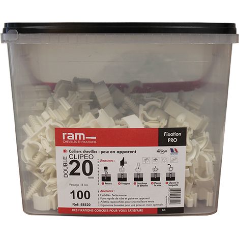 100 CLIPEO double blanc - Fixation pour tube multicouche Ø20 - RAM (1/5)