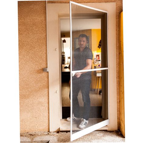 Werka Pro – Porte moustiquaire cadre aluminium 215x100cm – Tulle fibre de verre 105 g/m² – Installation facile avec enrouleur automatique