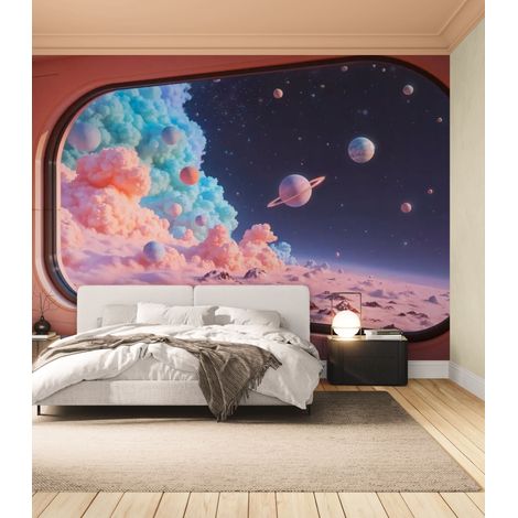 papier peint espace - nuages cosmiques pastel - 150 x 250 cm (1/2)