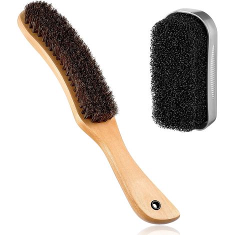 2 Pcs Brosse à Chapeau en Feutre Set de Brosse et Éponge de Nettoyage de Chapeau de Cowboy Brosse à Chapeau en Bois de CRIN de Cheval Éponge de Nettoyage de Chapeau Brosses en Feutre Polonais (1/5)