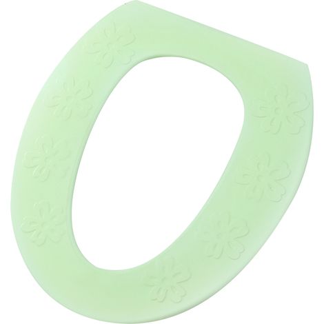 Coussin de siège de toilette imperméable en EVA, réutilisable, chaud et doux, accessoire de salle de bain (vert fleuri) (1/2)