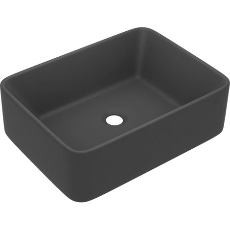 Lavabo di lusso da appoggio WC lavabo bagno stanza cosmetica rettangolare 41 x 30 cm ceramica grigio scuro opaco 020002791