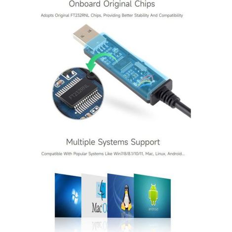 Câble Série USB Vers TTL 6 Broches - Puce FT232RNL - Contrôle De Flux Matériel - Pour Débogage Industriel MIROIR ELECTRIQUE (1/5)