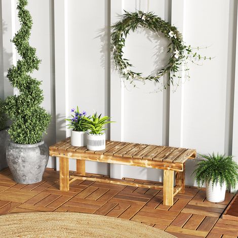 Banc de jardin, banc, pour 2 personnes, rustique, 110 x 38 x 35 cm, brun foncé (1/5)