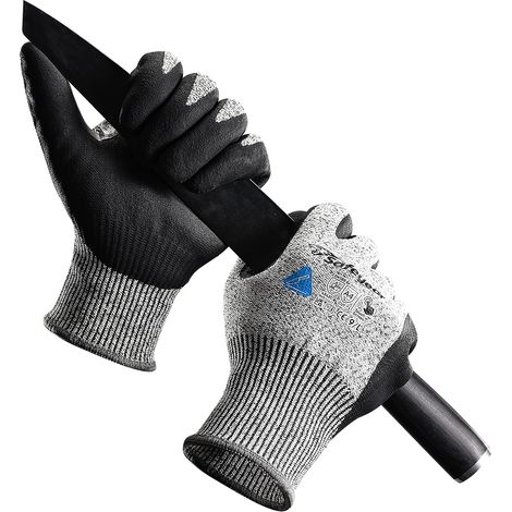 Safeyer grade 5 gants de travail anti - coupure pour hommes et femmes, gants de sécurité antidérapants pour adultes, blider Heavy Machinery GLOVES, Forest Farm, construction, noir (1/5)