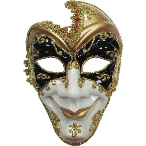 Masque intégral unisexe Bristol Novelty pour adulte, taille unique, noir/blanc/doré (1/2)