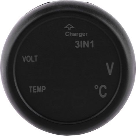 Voltmeter mit zwei digitalen LED-Anzeigen, Thermometer, Zigarettenanzünder, USB-Autoladegerät (grün, rot) (1/5)