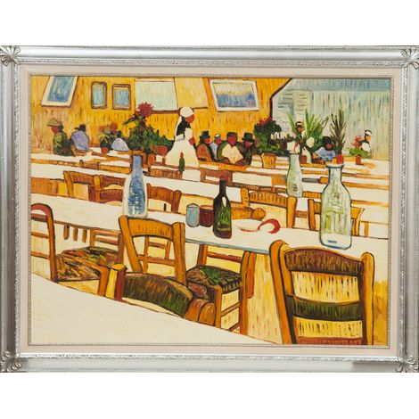 Hand painted oil painting on canvas with wood frame, finish silver leaf RISTORANTE 140 (1/3)