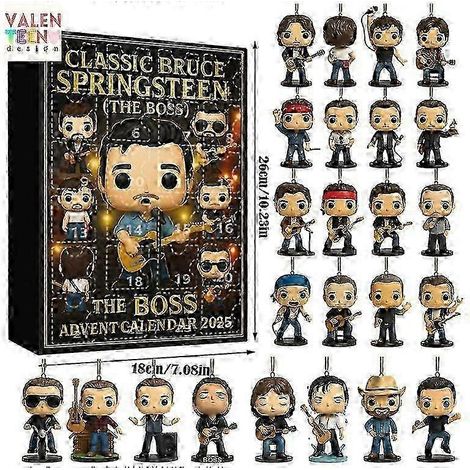 Calendrier de l'Avent Rock & Métal 25-26 jours (compte à rebours de 24 jours) avec figurines iconiques de la musique en acrylique plat 2D, à collectionner, pour Halloween et Noël. (1/3)