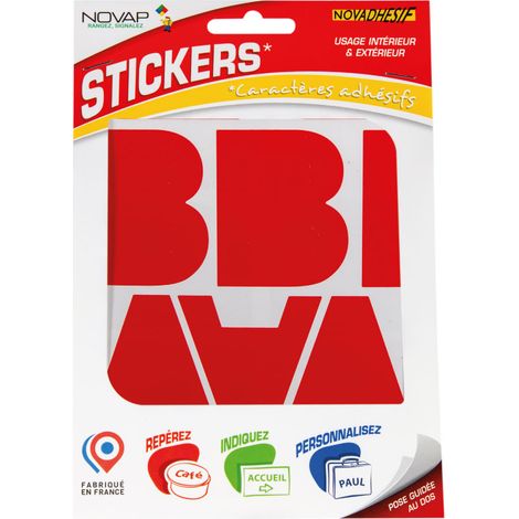 Lettres autocollantes 60mm Rouge NOVADHESIFS - 4370682 (1/5)