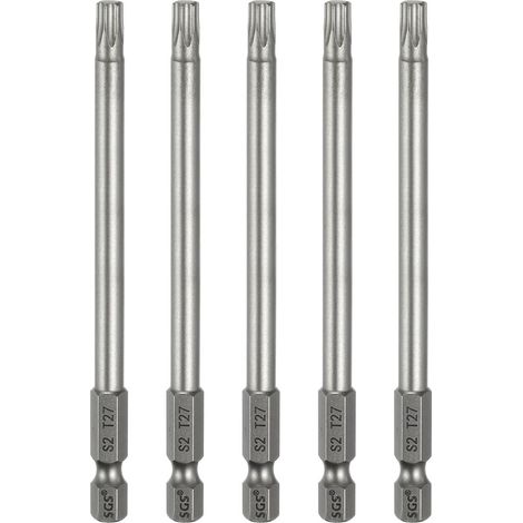5Pcs Embout Tournevis Tête Torx T27 Tige Hexagonale 1/4" Acier S2 (1/5)
