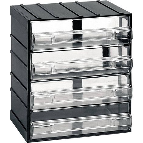 Dmora 4 schubladenhalter Kommode, Lagerorganisator mit transparenten Schubladen, 100% Made in Italy, 19x15h23 cm, schwarz