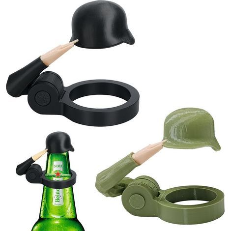 Fermeture de Bouteille Bouteilles de Bière, Casque de Bouteille de Bière avec Salut de Soldat, Casqueur Décoratif Réutilisable Flow Flowed Soldier Bière Casque pour Bar Family Party (2 pcs) (1/5)