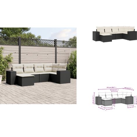 Salon de jardin 6 pcs avec coussins noir résine tressée - Ensemble Salon De Jardin - Meuble Extérieur - Résine Tressée - Rotin Synthétique - Mobilier De Jardin (1/3)