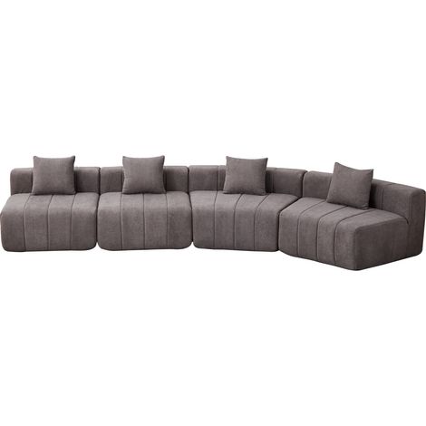 Geschwungenes modulares Sofa aus grauem Chenille mit 2 Kissen MODENUIT (1/5)
