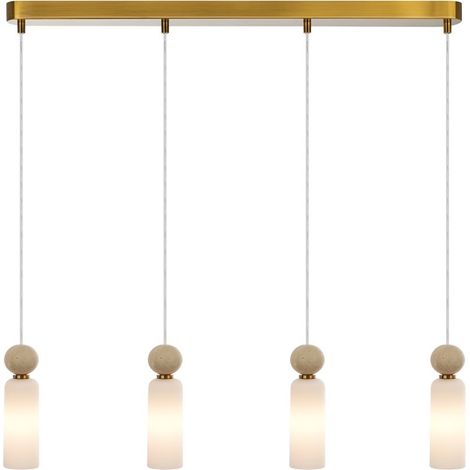 Suspension laiton Santos 4xG9 globes verre ovales Italux (1/3)