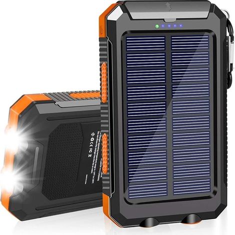 2025, Solcellsladdare 20000mAh Solcell Powerbank Vattentät Portabel Laddare med Dubbla 5V USB-Portar/LED (1/5)