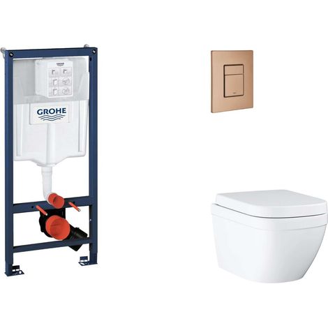 Grohe Rapid SL - Set Vorwandelement, WC mit Softclose-Sitz und Skate Cosmopolitan-Betätigungsplatte, Triple Vortex, Warm Sunset gebürstet SANI11BB4128