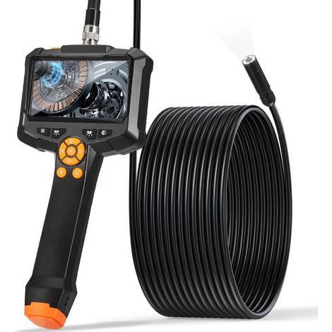 Endoscope industriel portable, endoscope étanche IP67, caméra tube HD 1080P avec lumière, câble semi-rigide 16,5 pi/5 m (1/4)
