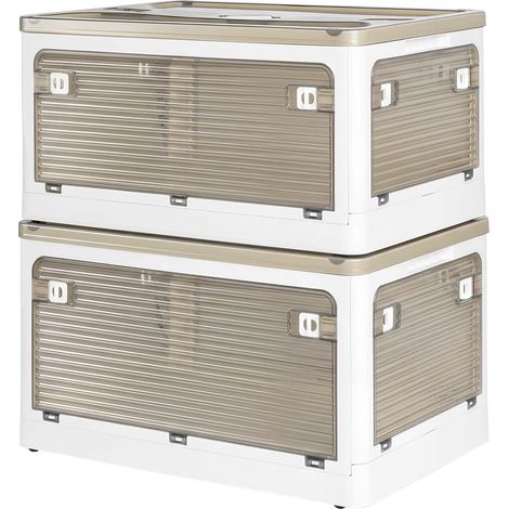 Levede 2x Folding Storage Container Large with Lid Stackable on Wheel Plastic (1/5)