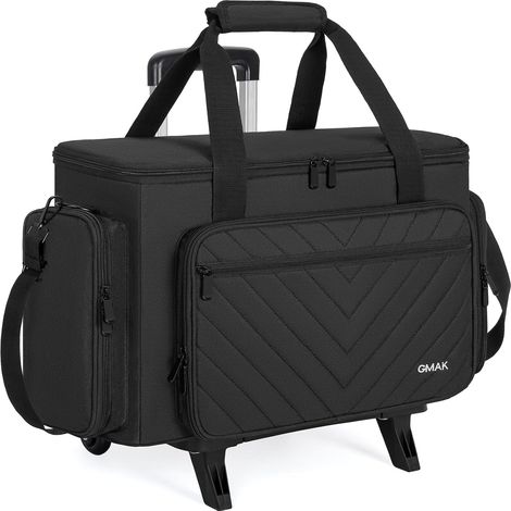 Sac Machine à Coudre avec Panneau de Support Inférieur, Noir Sac à Trolley, Imperméable et Résistant Aux Déchirures, Grande Capacité (1/5)