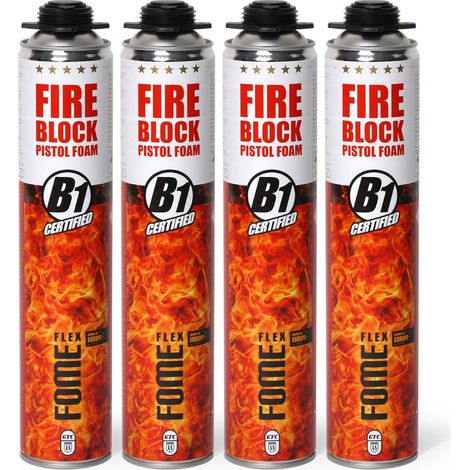 Mousse polyuréthane coupe-feu FOME FLEX Fire Block – pistolable, haute résistance, joints minéraux & métalliques – 750 ml – Lot de 4 pièces (1/5)