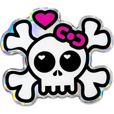 3D Sticker Teschio Fiocco Rosa (1/5)