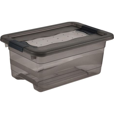 Boîte de Rangement avec Couvercle et Fermeture Coulissante, 4 L, Transparent, Crystal Grey (1/5)
