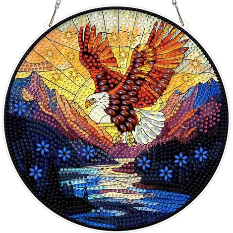 Peinture diamantée pour fenêtre Aigle 20x20cm, double face, à suspendre