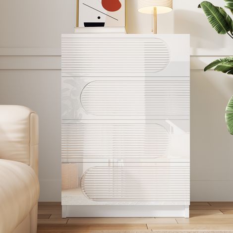 Meuble de rangement moderne à 4 tiroirs pour bureau, chambre et salon – Rangement pratique avec tiroirs à ouverture fluide pour documents, vêtements et accessoires