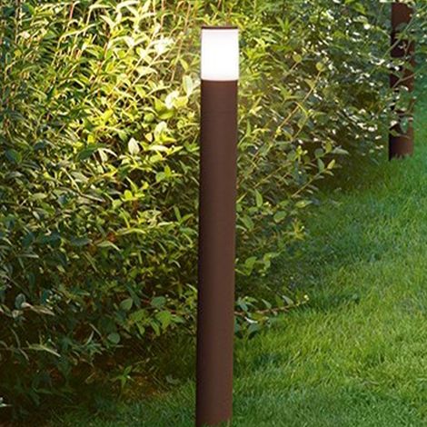 Sigaro paletto in alluminio corten opaco 1 luce attacco E27 IP54 h.90cm