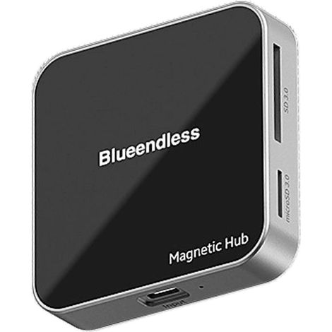 Blueendless USB-C Magnet-Hub, USB-A 3.2 10 Gbit/s PD100W Multiport-Adapter, SD/TF-Kartenleser für iPhone 16, 15 Pro Max und 7 Anschlüsse (1/5)