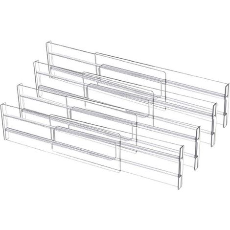 Ensemble de 4 séparateurs et organisateurs de tiroir transparents et extensibles de 27,5 à 52 cm (1/5)