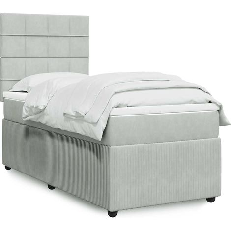 Boxspringbett mit Matratze Hellgrau 80x200 cm Samt (1/5)
