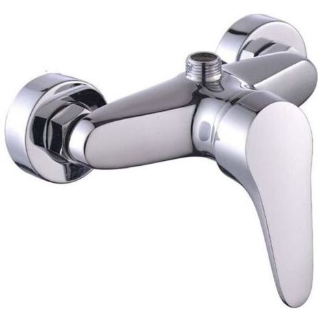 Robinet de douche chromé à poignée unique, bec montant mural de 1/2 pouces, adapté aux colonnes de douche, robinets chauds et froids, argent (1/4)